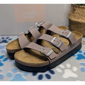 Birkenstock Papillio Faded Purple Nubuck Leather Florida Flex Platform Sandals